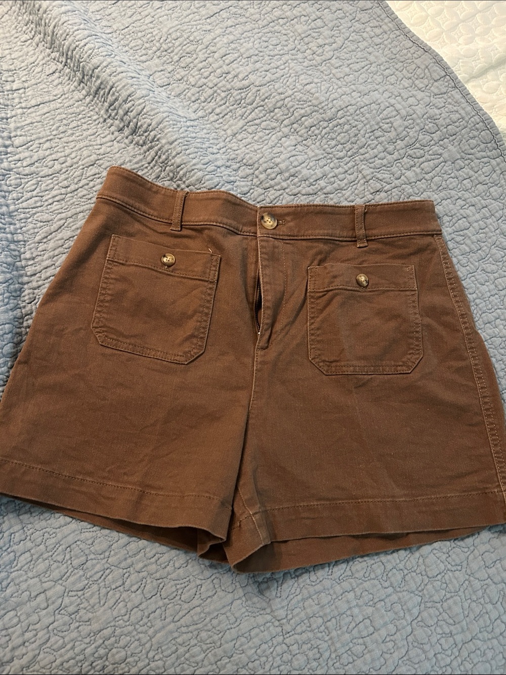 LOFT Brown High Waist Cotton Shorts